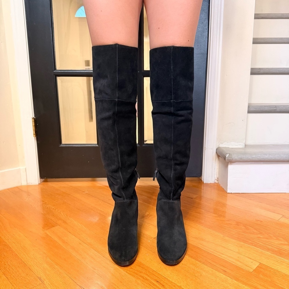 BP Nordstrom Over-the-Knee Boots Suede Leather Black - Picture 3 of 10